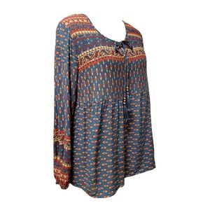 Venus Boho Peasant Top Blouse with Tassles in Jewel Tones